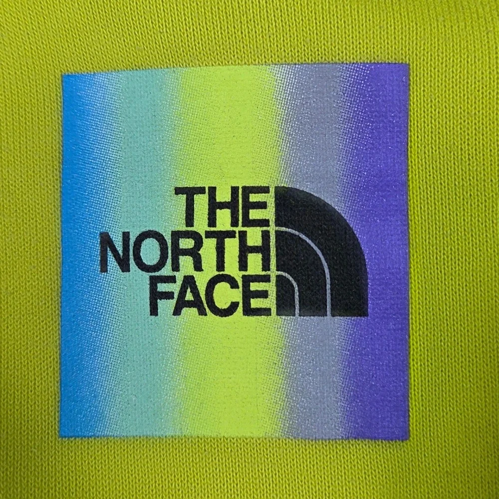 The North Face Hoodie Mens L Graphic Coordinates Box Logo Pullover Neon Yellow